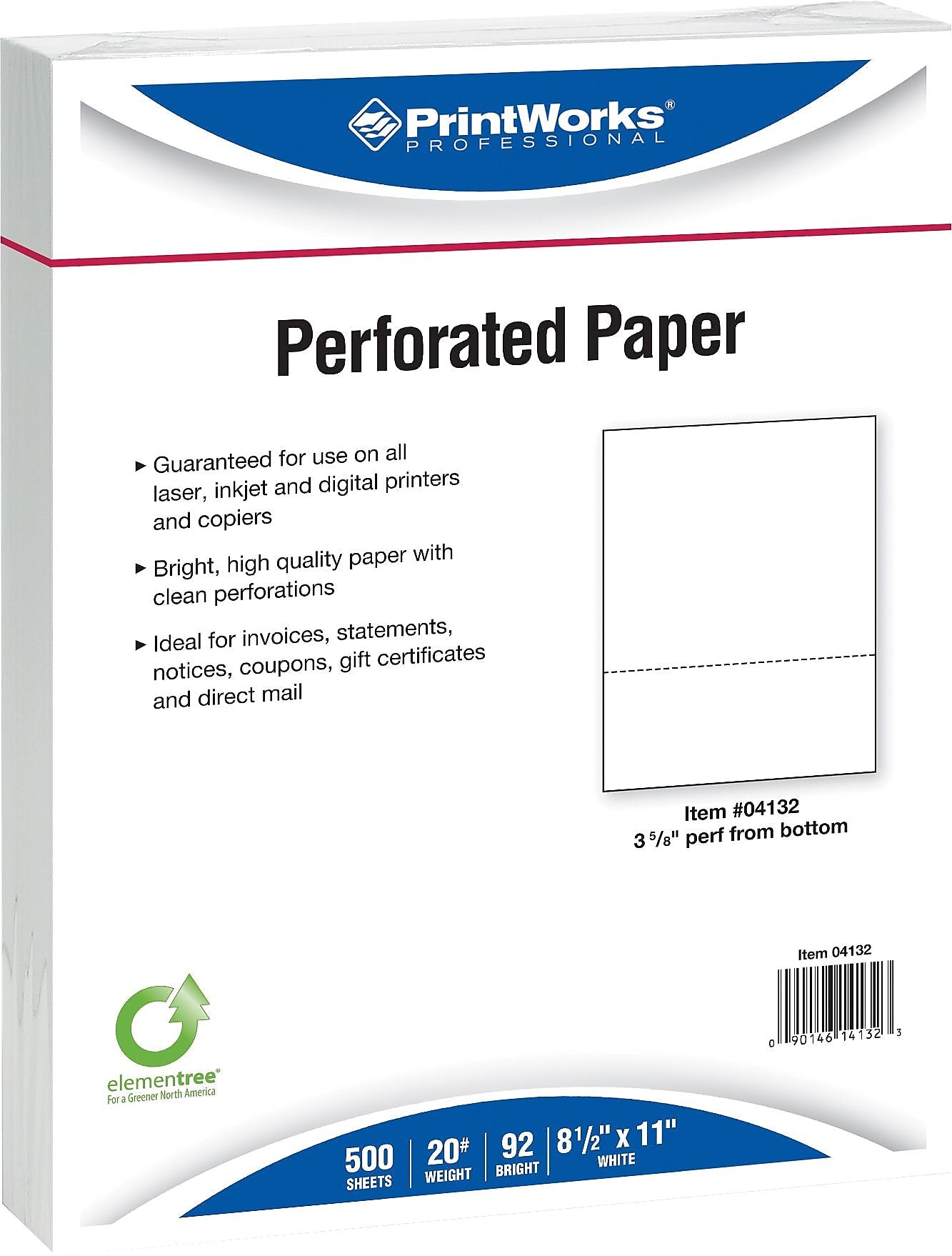 Printworks Professional 8.5" x 11" Multipurpose Paper, 20 lbs., 92 Brightness, 2500/Carton (04132P)