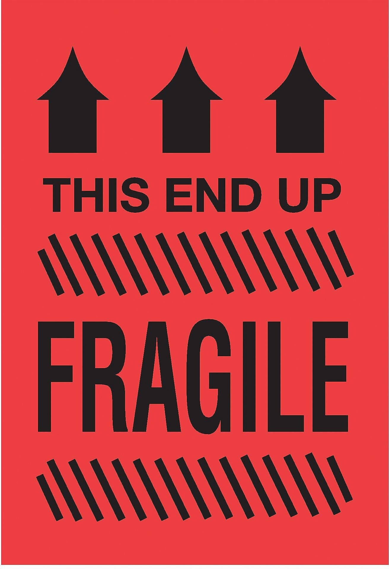 This End Up/Fragile Label, 4" x 6"