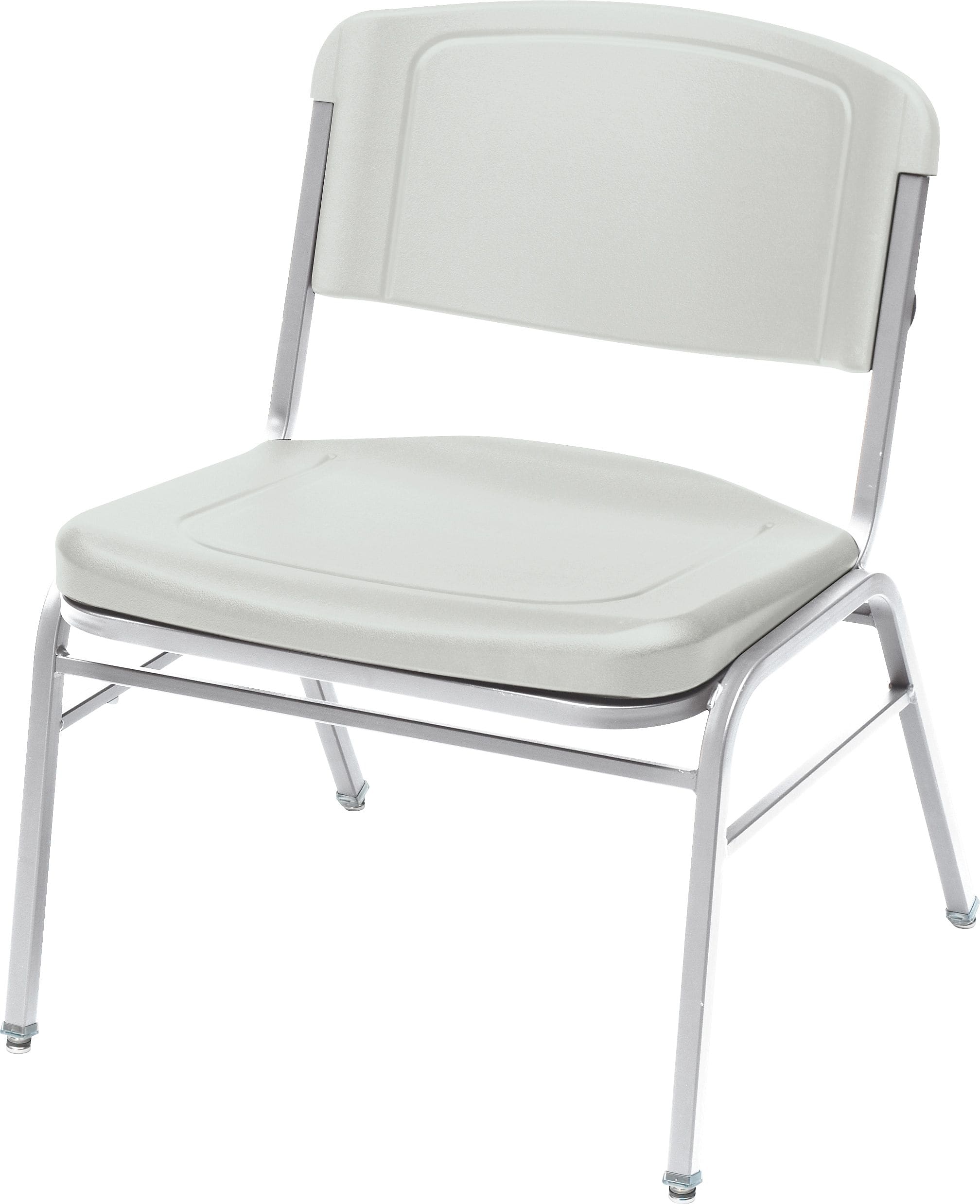 Iceberg Rough N Ready Series Big & Tall Stacking Chair, Plastic, Platinum, Seat: 24"W x 20"D, Back: 24"W x 18"H, 4/Ct