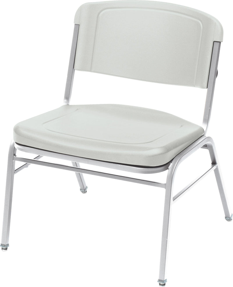 Iceberg Rough N Ready Series Big & Tall Stacking Chair, Plastic, Platinum, Seat: 24"W x 20"D, Back: 24"W x 18"H, 4/Ct