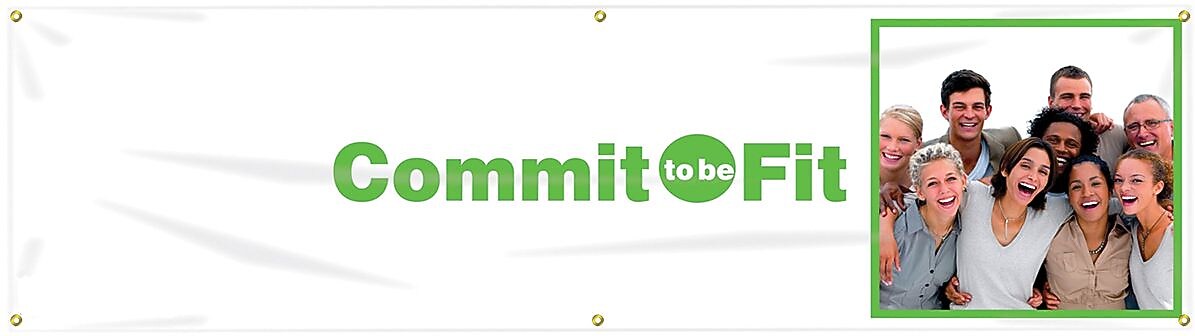 ACCUFORM SIGNS® Motivational Campaign Kick-Off Banner, COMMIT TO BE FIT, 28"x8', Reinforced Vinyl