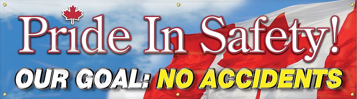 Accuform Motivational Banner; PRIDE IN SAFETY! GOAL: NO ACCIDENTS, 28"x8', Vinyl (MBR890)