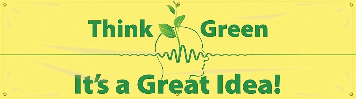 ACCUFORM SIGNS® Motivational Safety Banner, THINK GREEN-IT'S A GREAT IDEA!, 28"x8', Reinforced Vinyl