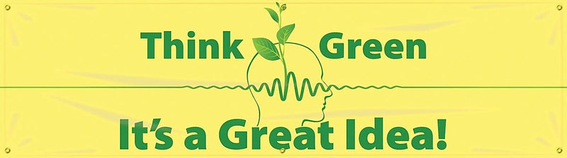 ACCUFORM SIGNS® Motivational Safety Banner, THINK GREEN-IT'S A GREAT IDEA!, 28"x8', Reinforced Vinyl
