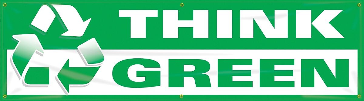 Accuform Signs® Motivational Safety Banner, THINK GREEN, 28" x 8-ft, Reinforced Vinyl, Each (MBR707)