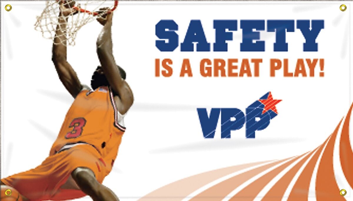 Accuform Signs® Motivational VPP Safety Banner, SAFETY IS A GREAT PLAY!, 28" x 4-ft, Reinforced Vinyl, Each (MBR472)