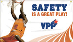 Accuform Signs® Motivational VPP Safety Banner, SAFETY IS A GREAT PLAY!, 28" x 4-ft, Reinforced Vinyl, Each (MBR472)