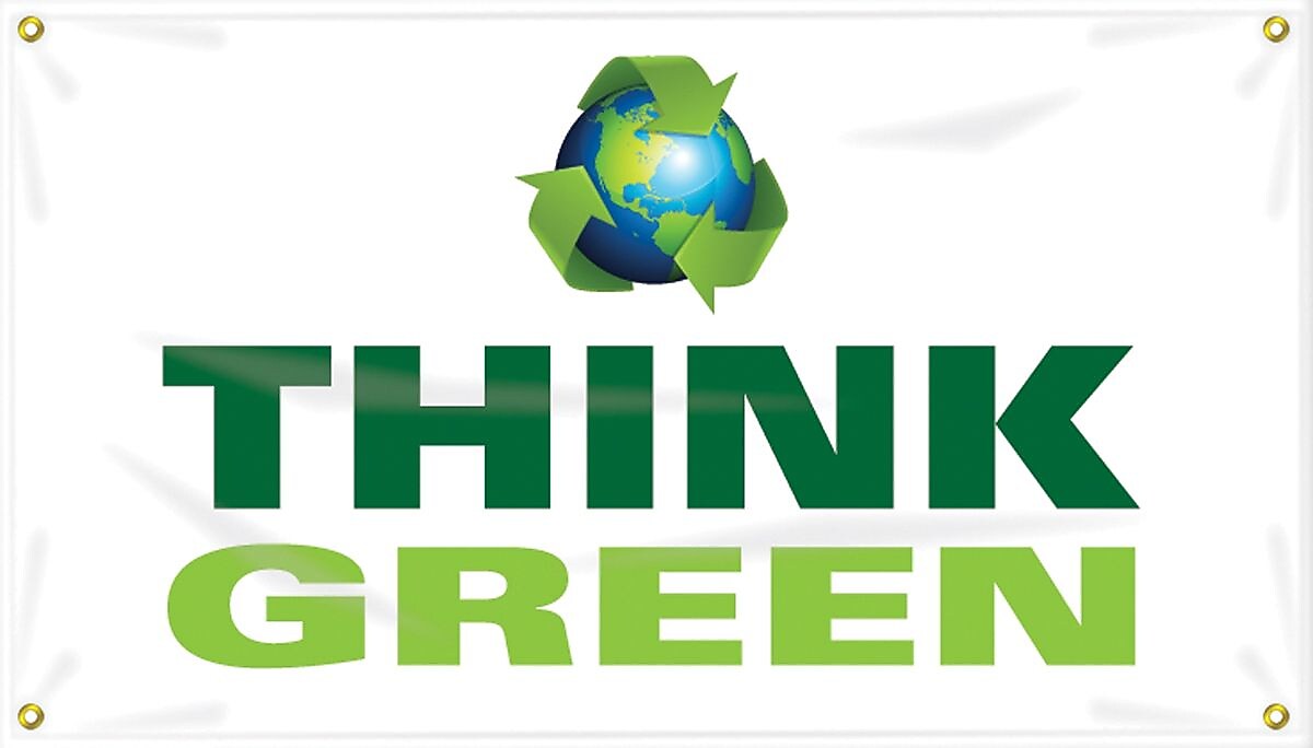 Accuform Signs® Motivational Safety Banner, THINK GREEN, 28" x 4-ft, Reinforced Vinyl, Each (MBR461)