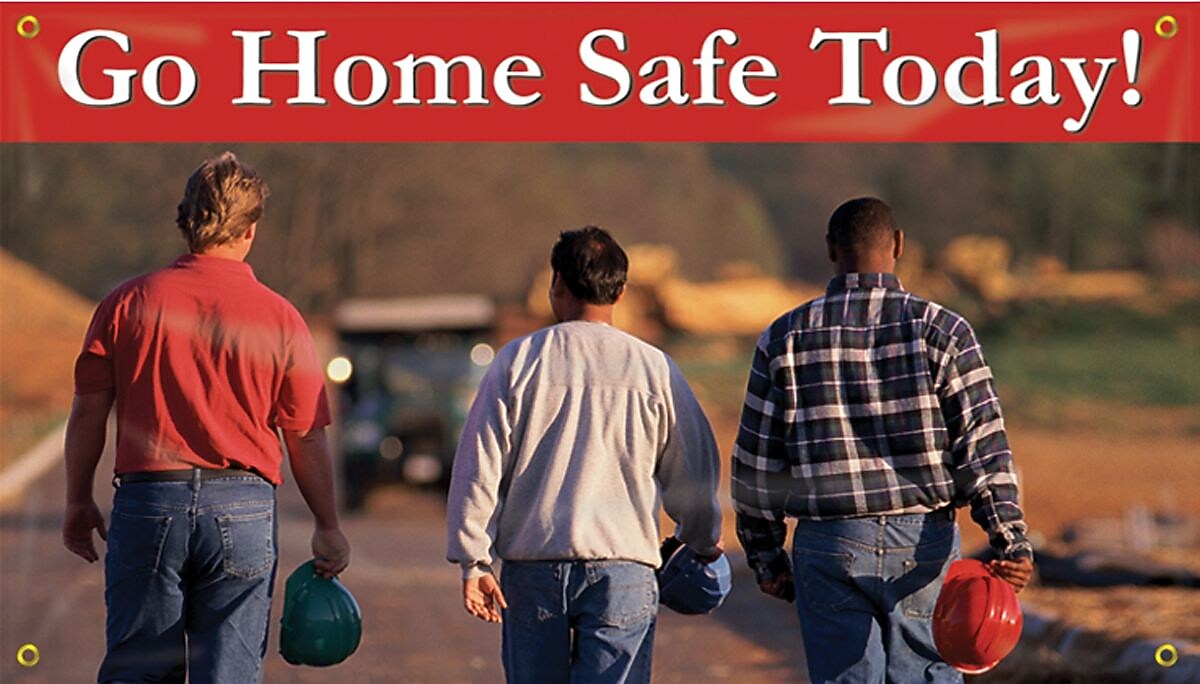 Accuform Motivational Safety Banner, GO HOME SAFE TODAY!, 28" x 4', Reinforced Vinyl (MBR426)