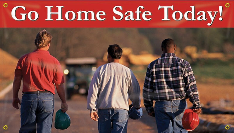 Accuform Motivational Safety Banner, GO HOME SAFE TODAY!, 28" x 4', Reinforced Vinyl (MBR426)