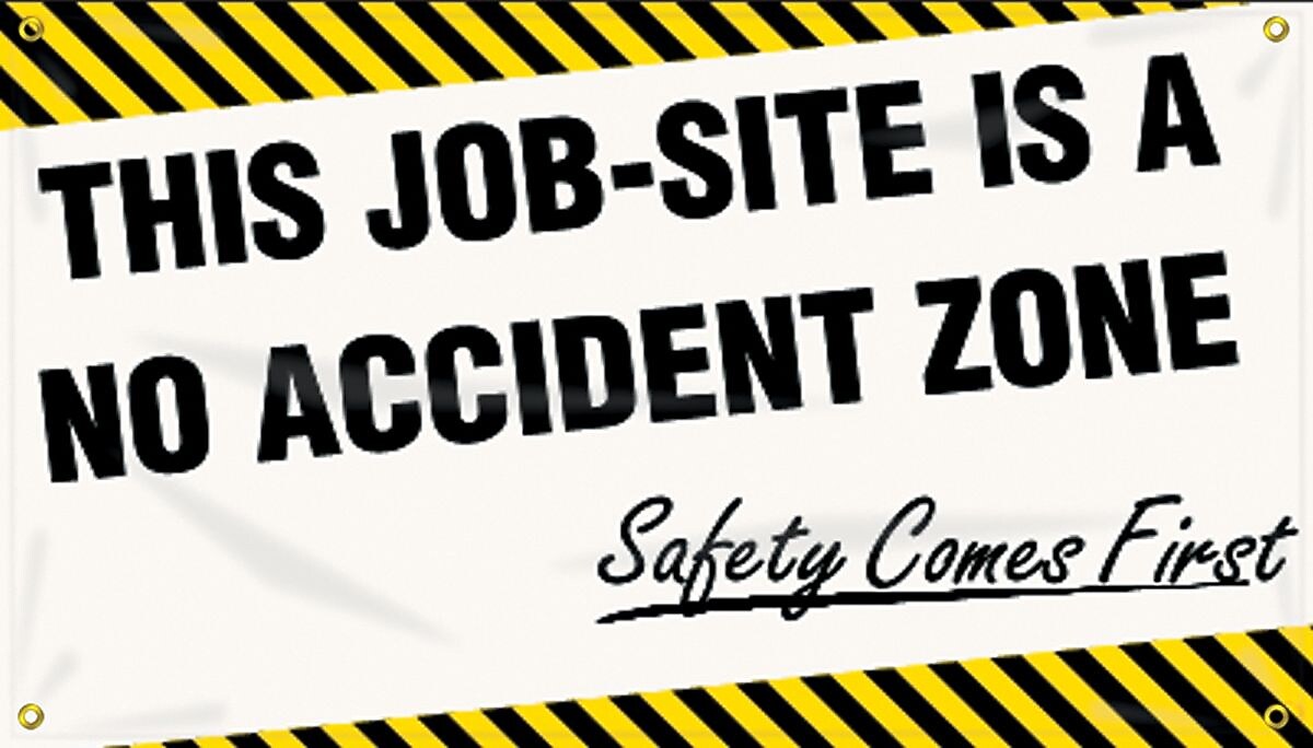 ACCUFORM SIGNS® Motivational Banner, THIS JOB-SITE IS A NO ACCIDENT ZONE, 28"x4', Reinforced Vinyl