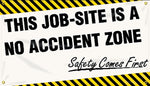 ACCUFORM SIGNS® Motivational Banner, THIS JOB-SITE IS A NO ACCIDENT ZONE, 28"x4', Reinforced Vinyl