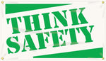 Accuform Motivational Safety Banner, THINK SAFETY, 28" x 4', Reinforced Vinyl (MBR412)