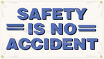 Accuform Motivational Safety Banner, SAFETY IS NO ACCIDENT, 28" x 4', Reinforced Vinyl. (MBR410)