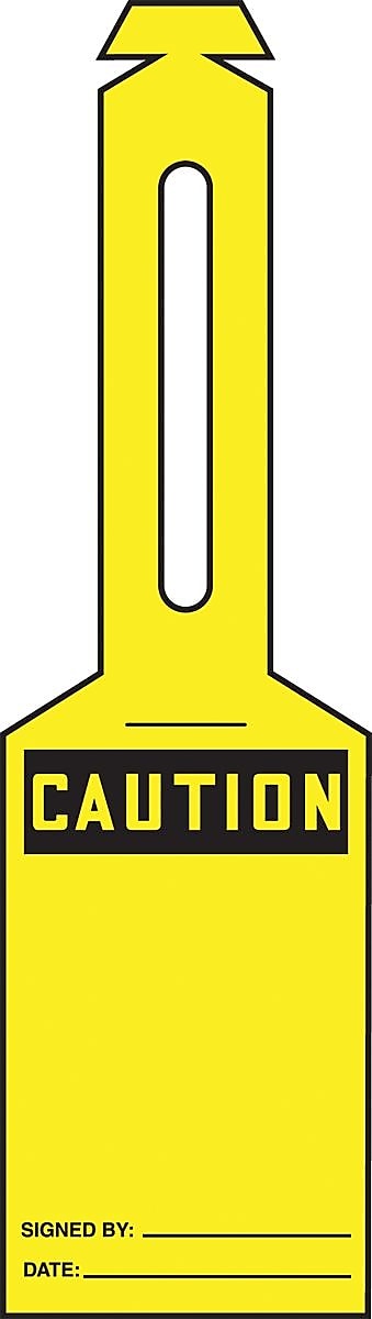 Accuform Loop 'n Strap Tags, CAUTION (BLANK), Plastic, 25/Pack (TAL325)