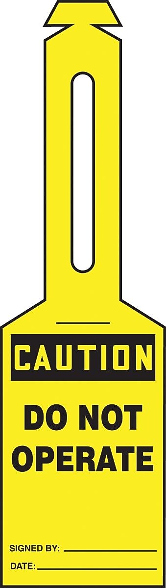 Accuform Loop 'n Strap Tags, CAUTION DO NOT OPERATE, Plastic, 25/Pack (TAL312)
