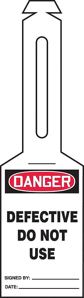 Accuform Loop 'n Strap Tags, DANGER DEFECTIVE DO NOT USE, Plastic, 25/Pack (TAL304)