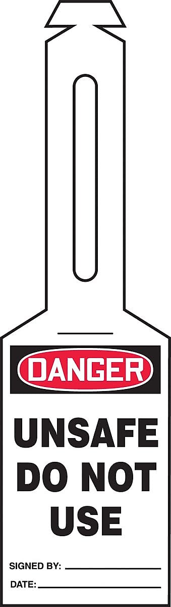 Accuform Loop 'n Strap Tags, DANGER UNSAFE DO NOT USE, Plastic, 25/Pack (TAL310)