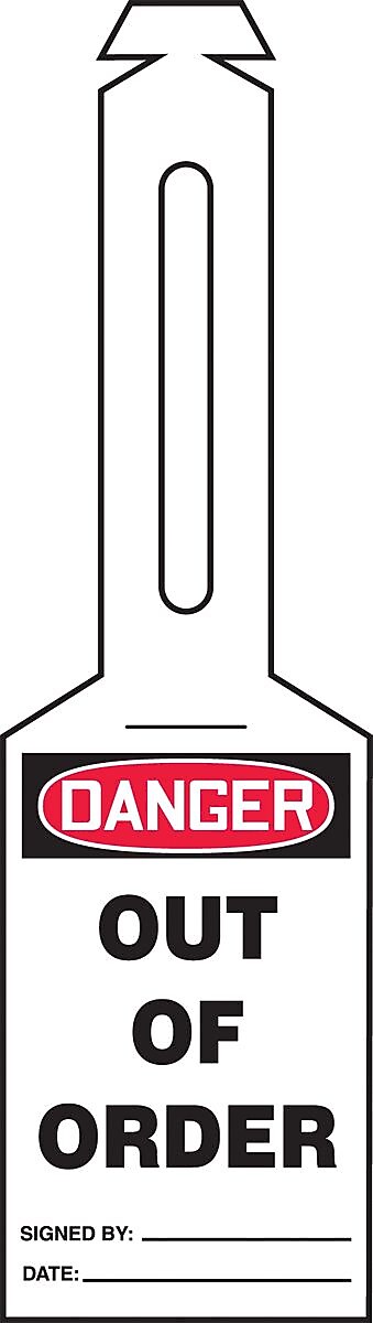 Accuform Loop 'n Strap Tags, DANGER OUT OF ORDER, Plastic, 25/Pack (TAL308)