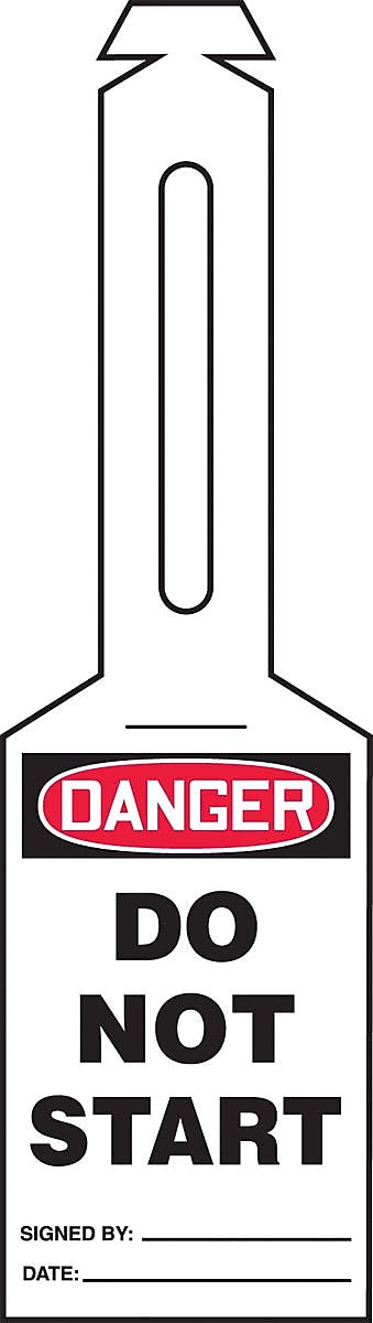 Accuform Loop 'n Strap Tags, DANGER DO NOT START, Plastic, 25/Pack (TAL352)