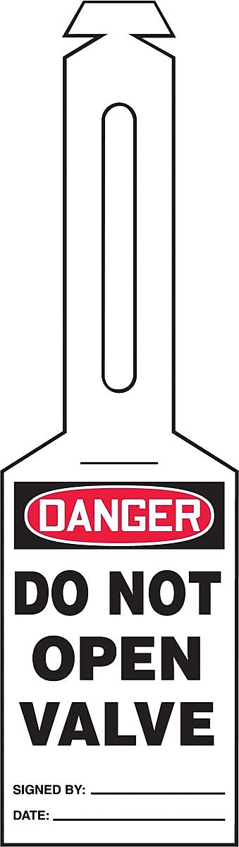 Accuform Loop 'n Strap Tags, DANGER DO NOT OPEN VALVE, Plastic, 25/Pack (TAL362)