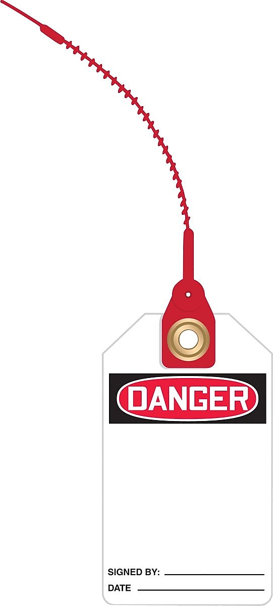 Accuform Loop 'n Lock Tie Tags, DANGER (BLANK), RP-Plastic, 10/Pack (TAK615)