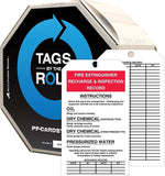Accuform Tag By-The-Roll, FIRE EXTINGUISHER RECHARGE & INSPECTION, 6 1/4"x3" Cardstock, 100/Roll (TAR710)
