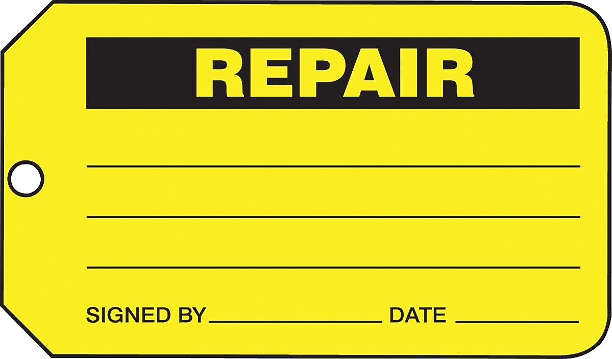 Accuform Production Control Tag, REPAIR, 5¾" x 3¼", PF-Cardstock, 25/Pack (MMT336CTP)