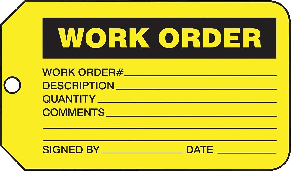 Accuform Production Control Tag, WORK ORDER, 5 3/4" x 3 1/4", PF-Cardstock, 25/Pack (MMT335CTP)