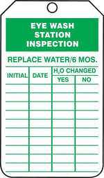 Accuform Safety Tag, EYE WASH STATION INSPECTION, 5 3/4" x 3 1/4", RP-Plastic, 25/Pack (TRS245PTP)