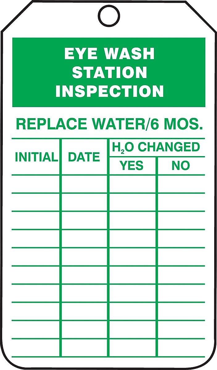 Accuform Safety Tag, EYE WASH STATION INSPECTION, 5 3/4" x 3 1/4", RP-Plastic, 25/Pack (TRS245PTP)
