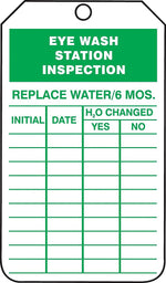 Accuform Safety Tag, EYE WASH STATION INSPECTION, 5¾" x 3¼", PF-Cardstock, 25/Pack (TRS245CTP)
