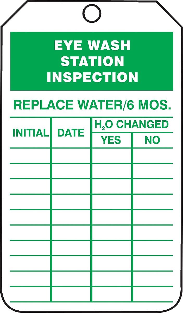 Accuform Safety Tag, EYE WASH STATION INSPECTION, 5¾" x 3¼", PF-Cardstock, 25/Pack (TRS245CTP)