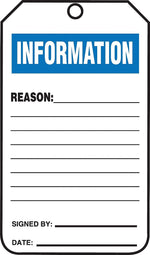 Accuform Safety Tag, INFORMATION, 5 3/4" x 3 1/4", RP-Plastic, 25/Pack (TRS241PTP)