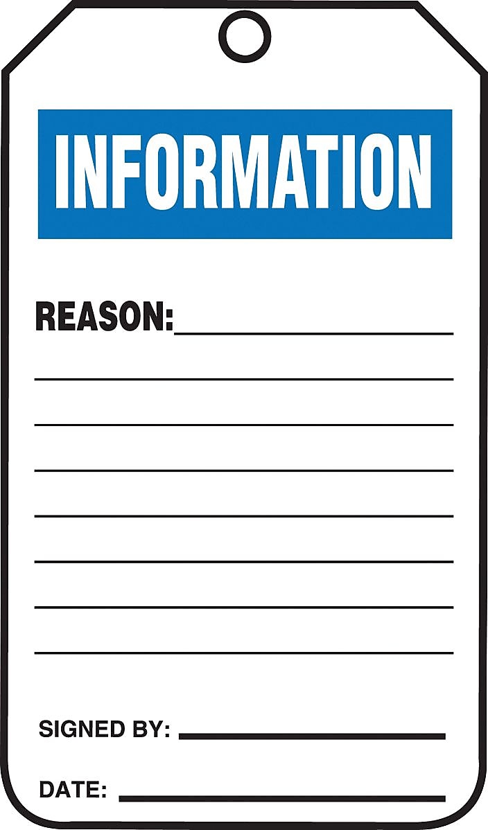 Accuform Safety Tag, INFORMATION, 5 3/4" x 3 1/4", RP-Plastic, 25/Pack (TRS241PTP)
