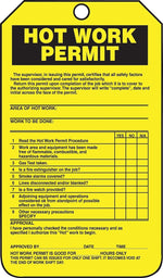 Accuform Safety Tag, HOT WORK PERMIT, 5 3/4" x 3 1/4", PF-Cardstock, 25/Pack (TCS361CTP)