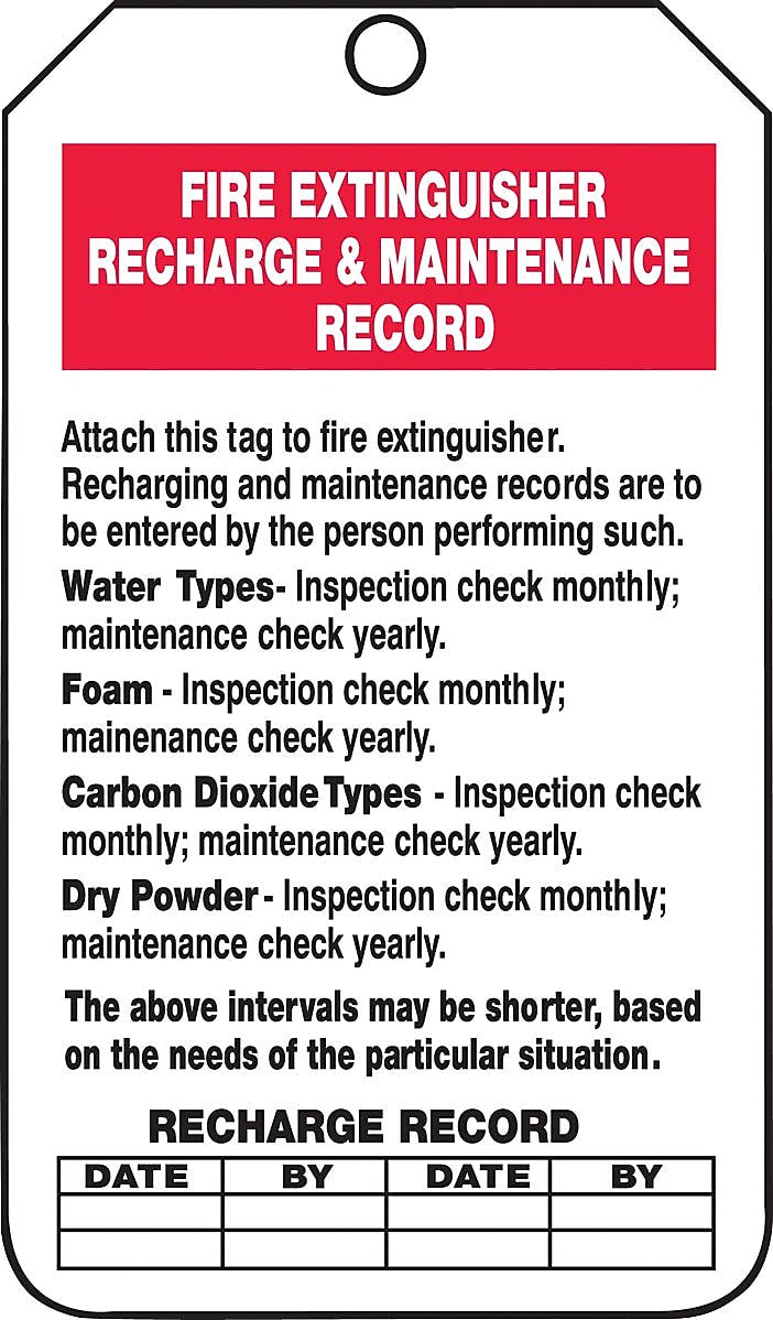 Accuform Safety Tag, FIRE EXTINGUISHER RECHARGE MAINTENANCE RECORD, 5¾"x3¼" Cardstock, 25/Pack (TRS211CTP)