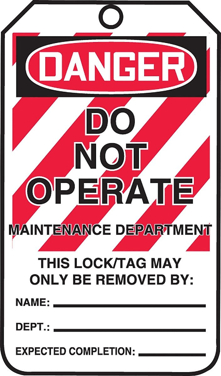 Accuform Safety Tag, DANGER DO NOT OPERATE-MAINTENANCE DEPARTMENT, 5¾"x3¼", RP-Plastic, 25/Pack (MLT401PTP)