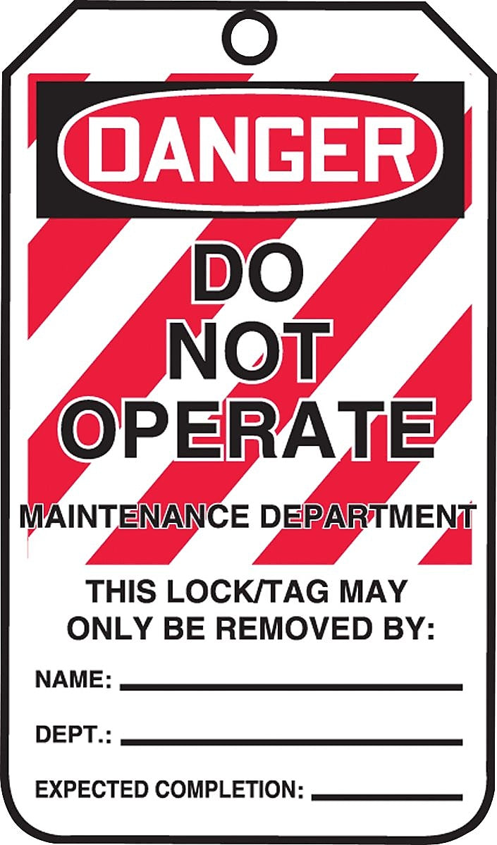 Accuform Safety Tag, DANGER DO NOT OPERATE-MAINTENANCE DEPT., 5 3/4" x 3 1/4", PF-Cardstock, 25/Pack (MLT401CTP)