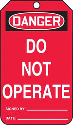 Accuform Safety Tag, DANGER DO NOT OPERATE, 5 3/4" x 3 1/4", PF-Cardstock, 25/Pack (MDT250CTP)