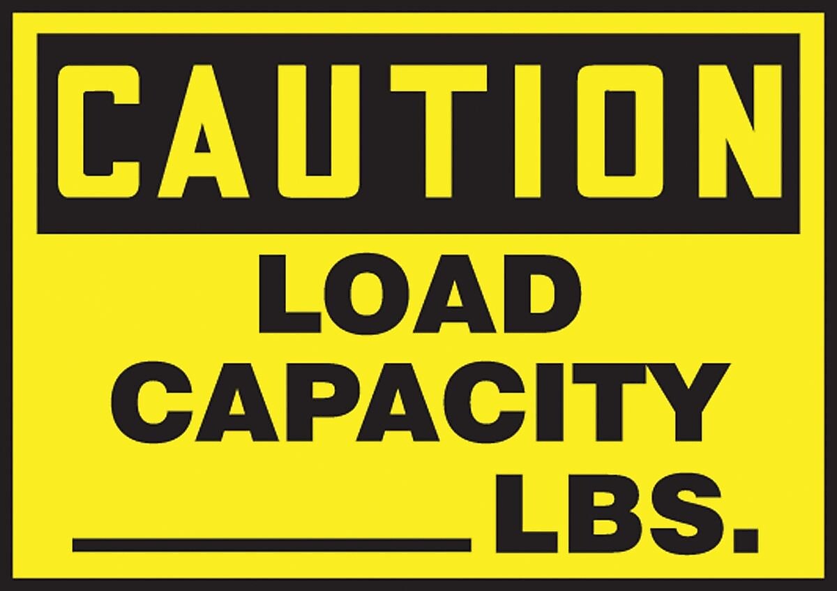 Accuform Safety Label, CAUTION LOAD CAPACITY _____ LBS., 3 1/2" x 5", Adhesive Vinyl, 5/Pack (LVHR602VSP)