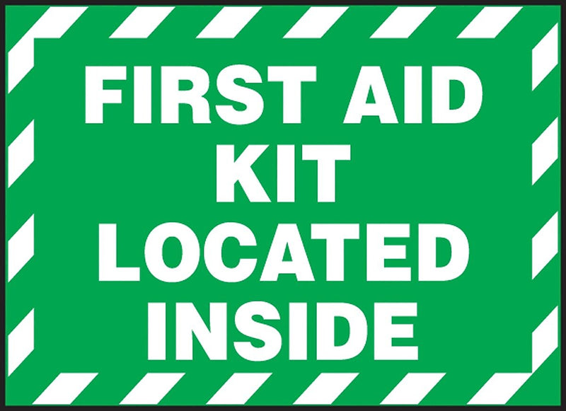 Accuform Safety Label, FIRST AID KIT LOCATED INSIDE, 3 1/2" x 5", Adhesive Vinyl, 5/Pack (LVHR560VSP)