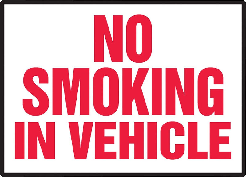 Accuform Safety Label, NO SMOKING IN VEHICLE, 3 1/2" x 5", Adhesive Vinyl, 5/Pack (LSMK551VSP)