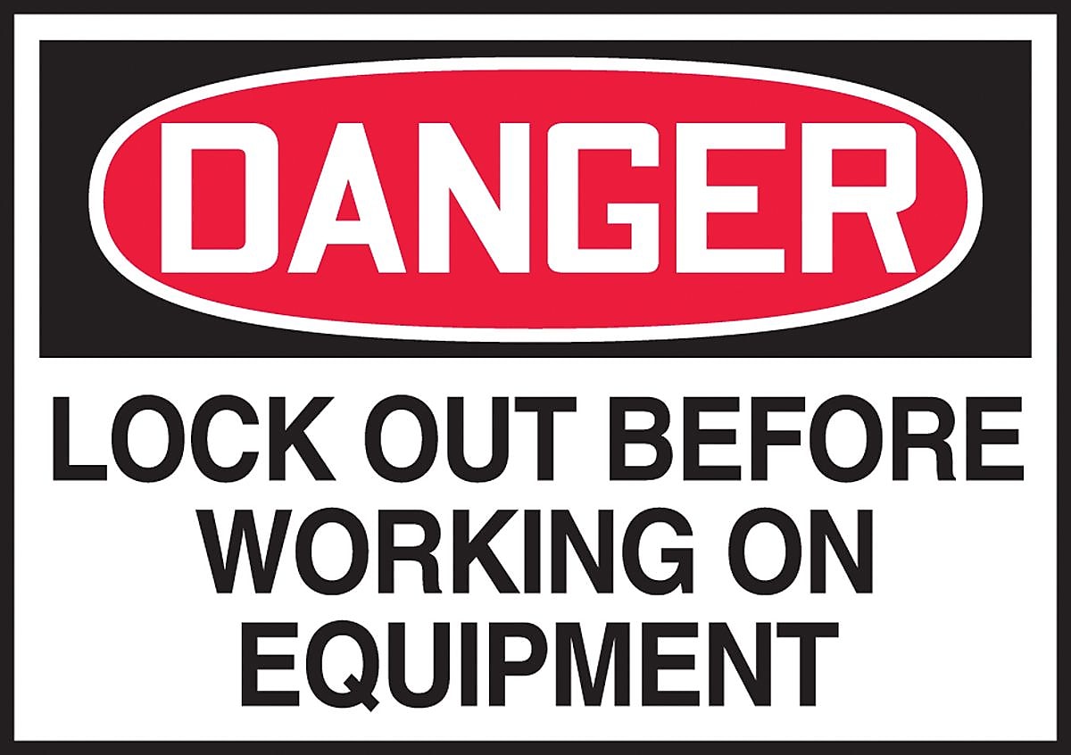 Accuform Label, DANGER LOCK OUT BEFORE WORKING ON EQUIPMENT, 3 1/2"x5", Adhesive Vinyl, 5/Pack (LLKT295VSP)