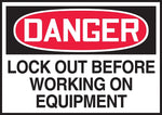Accuform Label, DANGER LOCK OUT BEFORE WORKING ON EQUIPMENT, 3 1/2"x5", Adhesive Vinyl, 5/Pack (LLKT295VSP)