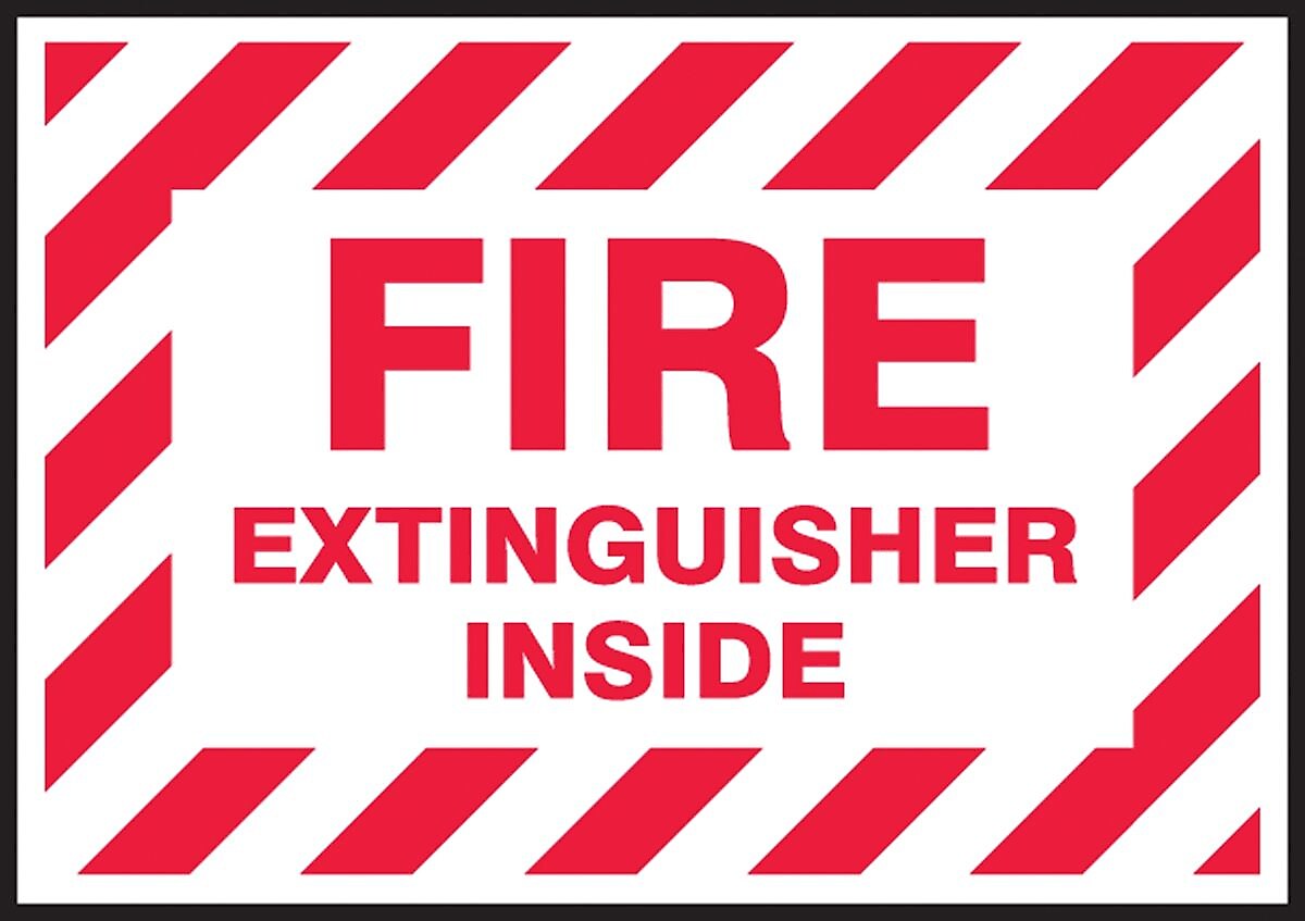 Accuform Safety Label, FIRE EXTINGUISHER INSIDE, 3 1/2" x 5", Adhesive Vinyl, 5/Pack (LFXG515VSP)