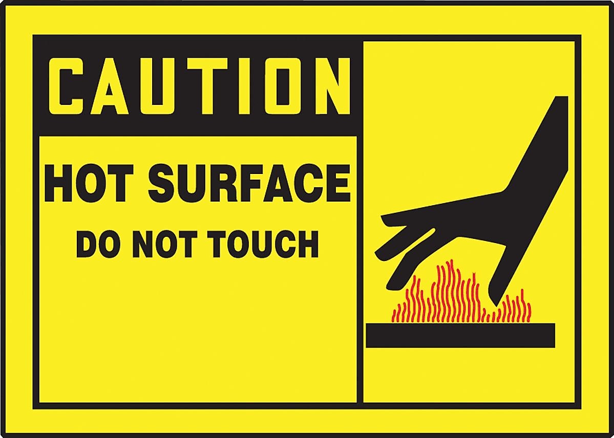 Accuform Safety Label, CAUTION HOT SURFACE DO NOT TOUCH, 3 1/2" x 5", Adhesive Vinyl, 5/Pack (LEQM647VSP)