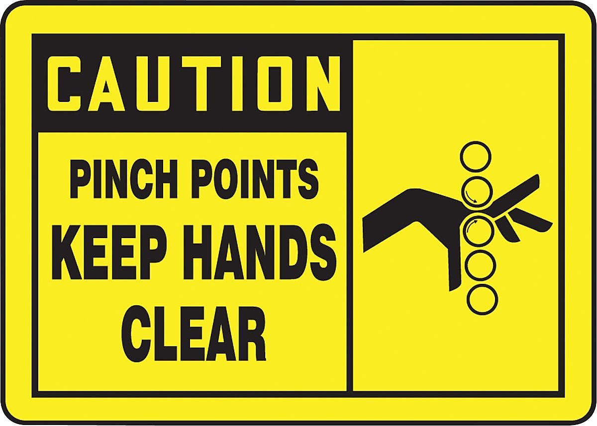 Accuform Safety Label, CAUTION PINCH POINTS KEEP HANDS CLEAR, 3 1/2" x 5", Adhesive Vinyl, 5/Pack (LEQM613VSP)