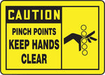 Accuform Safety Label, CAUTION PINCH POINTS KEEP HANDS CLEAR, 3 1/2" x 5", Adhesive Vinyl, 5/Pack (LEQM613VSP)