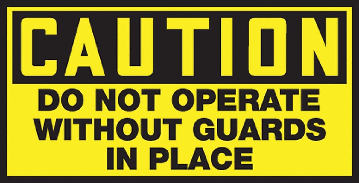 Accuform Safety Label, DO NOT OPERATE W/OUT GUARDS IN PLACE, 1 1/2"x3", Adhesive Vinyl, 10/Pack (LEQM605VSP)